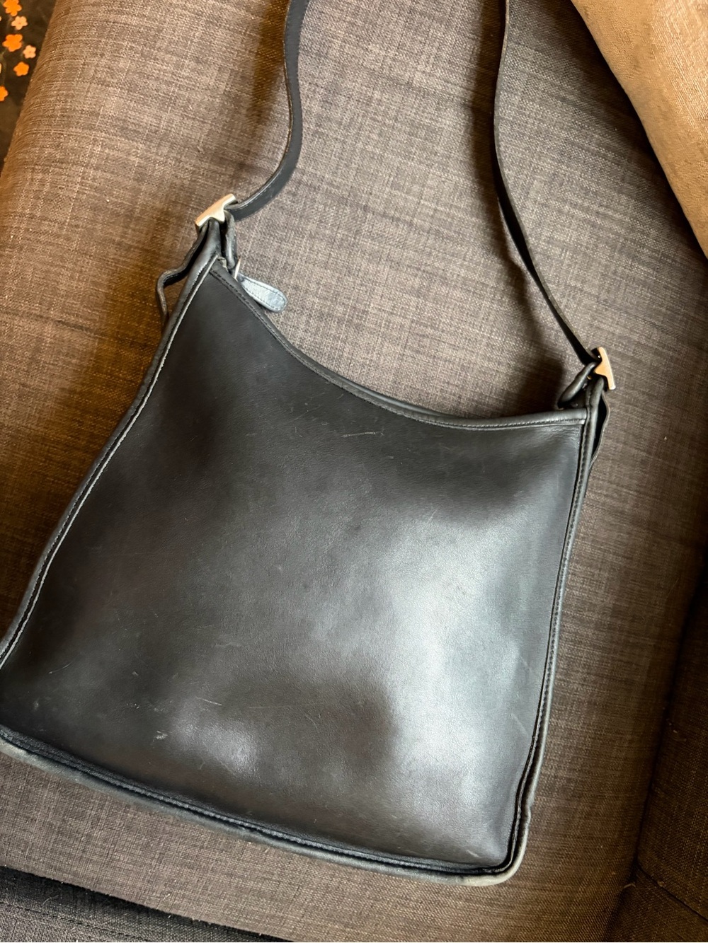 Vintage Coach Andrea Slim Shoulder Bag 9073 Black Leather Silver Hardware